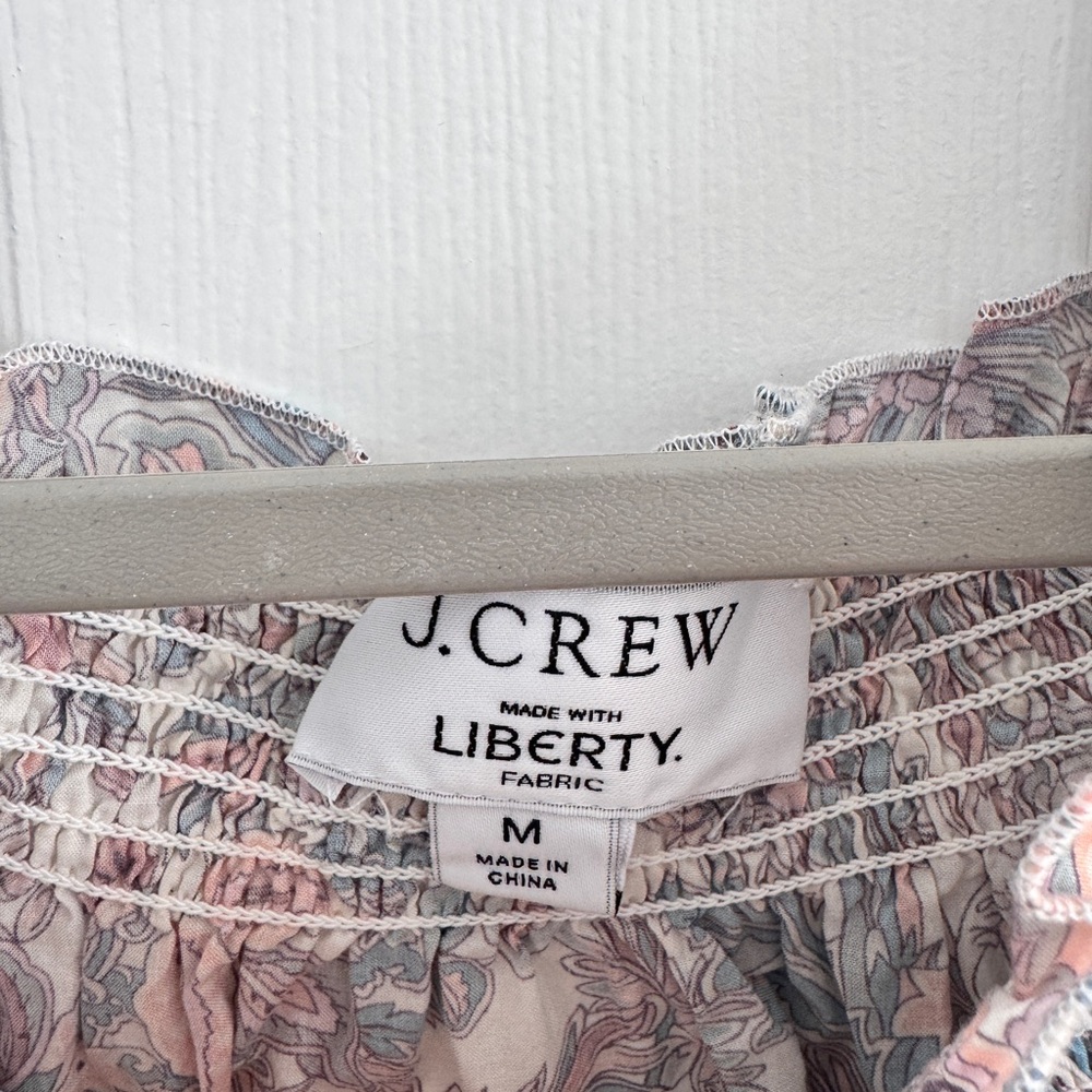 J. Crew Liberty of London Floral Smocked Crop Top - Picture 2 of 3
